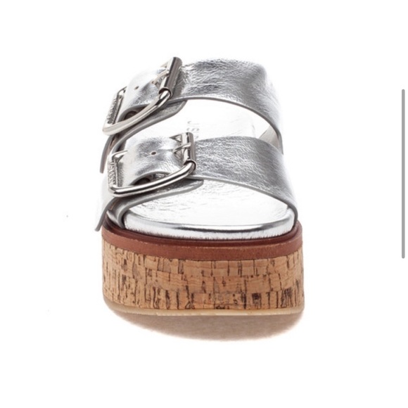 NWT J/SLIDES BELINDA Silver Leather Sandal - Picture 4 of 14